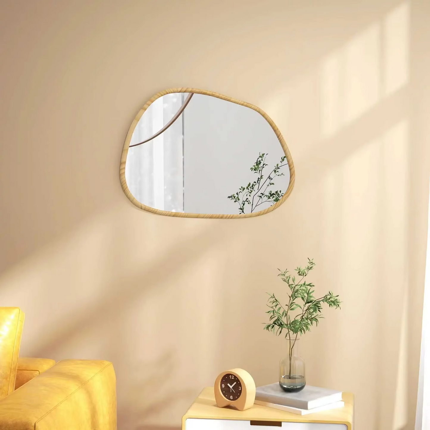 Miroir mural asymétrique en bois