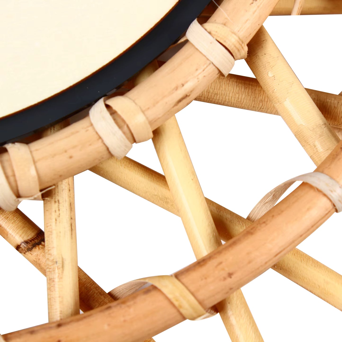 Miroir mural rond en rotin