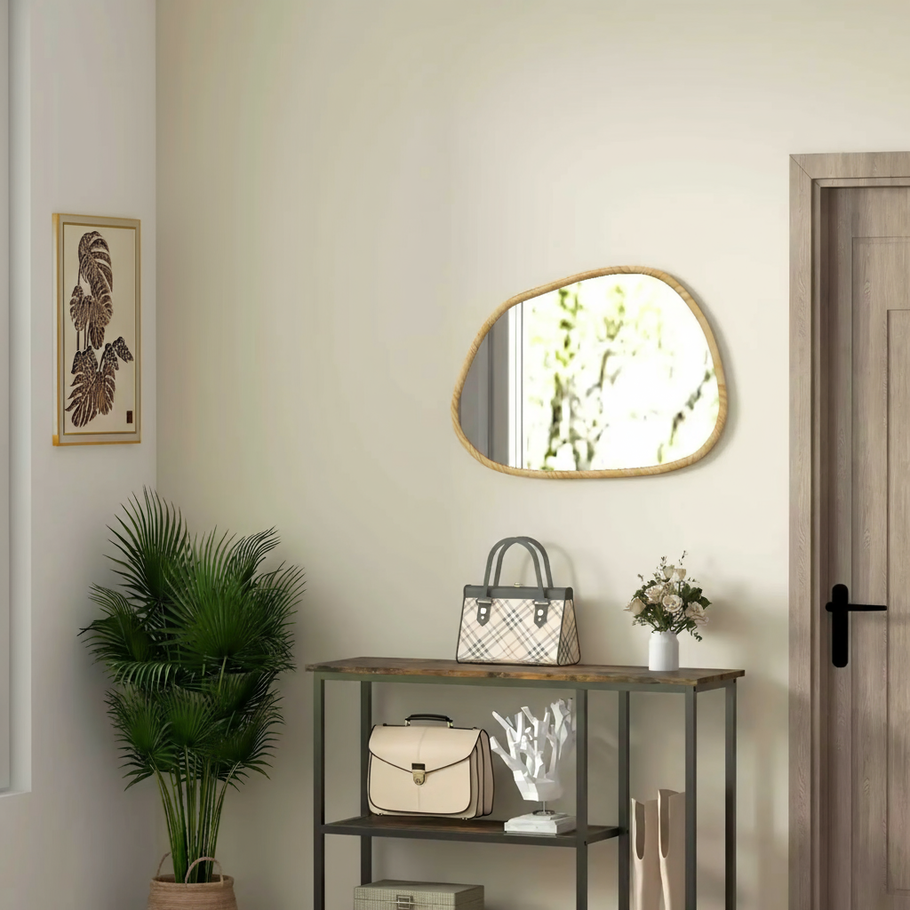 Miroir mural asymétrique en bois