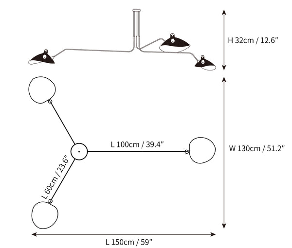 Plafonnier à Bras Articulés en Métal Pour Éclairage Design