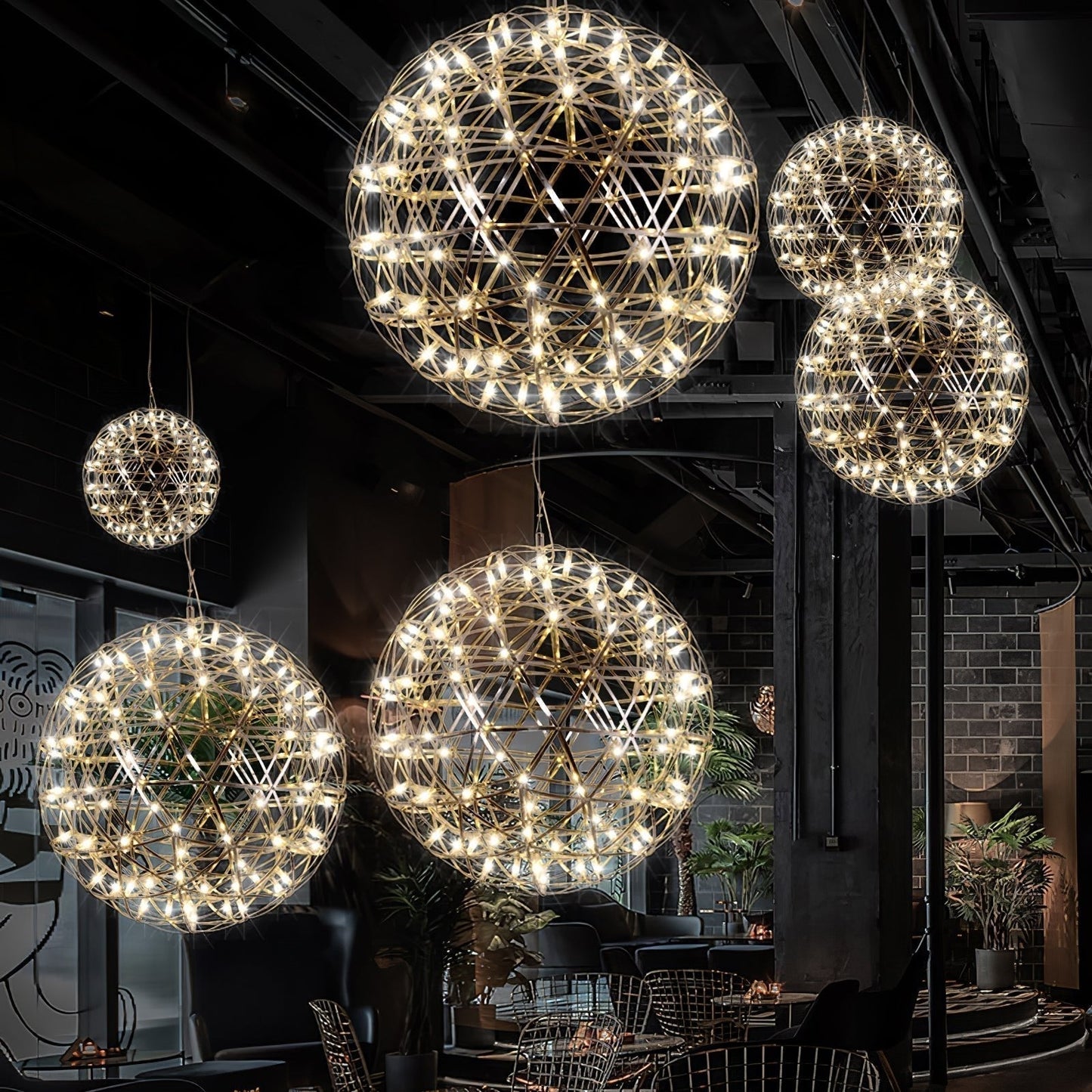 Ivthayra Lampe Pendante Boule Dorée de Luxe Postmoderne - Neutralighting