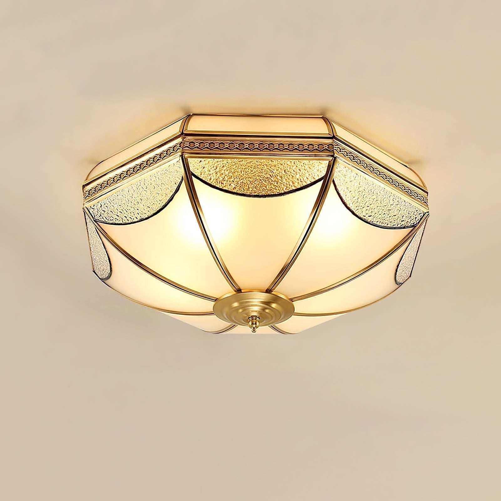 Ellaeara Entrepôt Dôme Forme Laiton Verre Plafonnier - Neutralighting