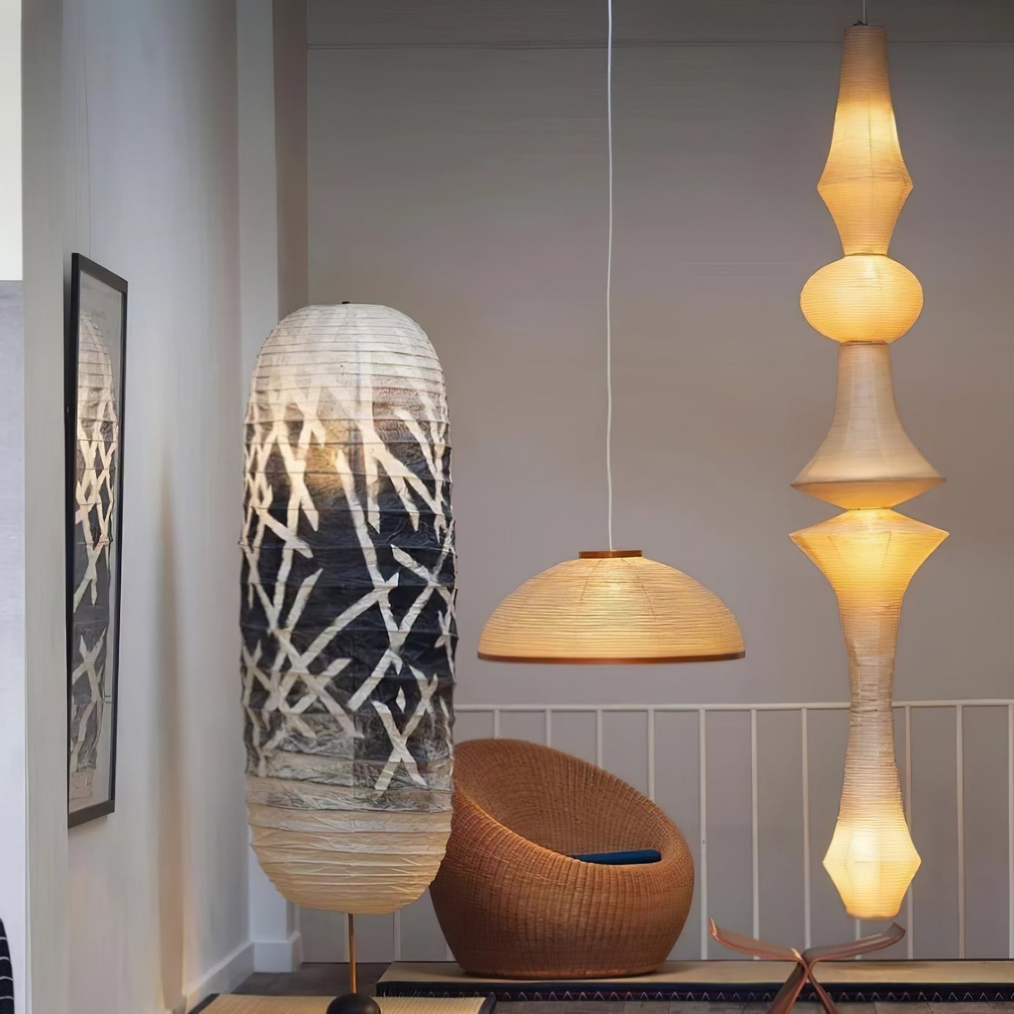 Lustra Suspension Luminaire Papier Washi E pour Salon - Neutralighting
