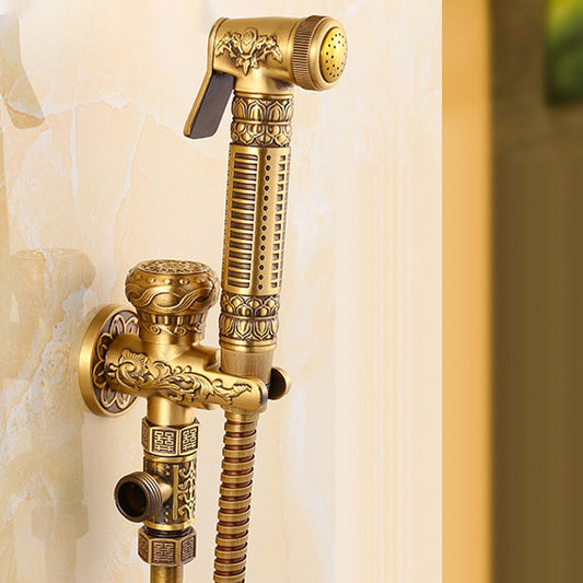 Douchette à main pour bidet en laiton antique avec gravure raffinée, accessoire de salle de bains