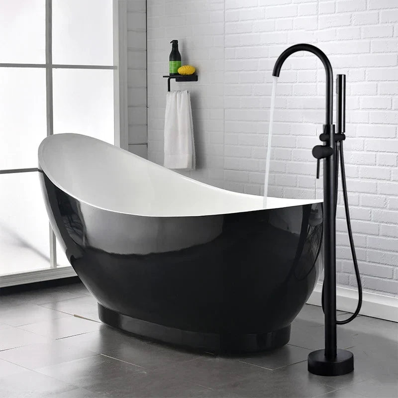 Robinet de remplissage de baignoire sur pied en laiton antique avec douchette