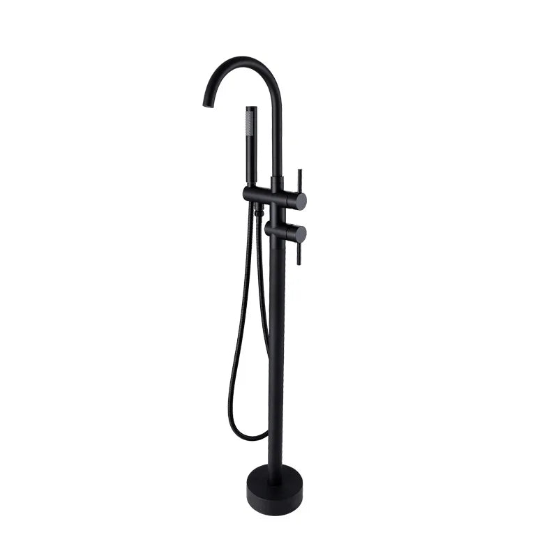 Robinet de remplissage de baignoire sur pied en laiton antique avec douchette