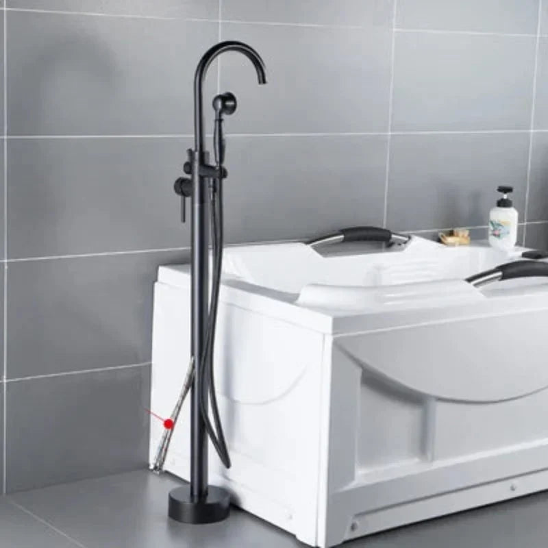 Robinet de remplissage de baignoire sur pied en laiton antique avec douchette