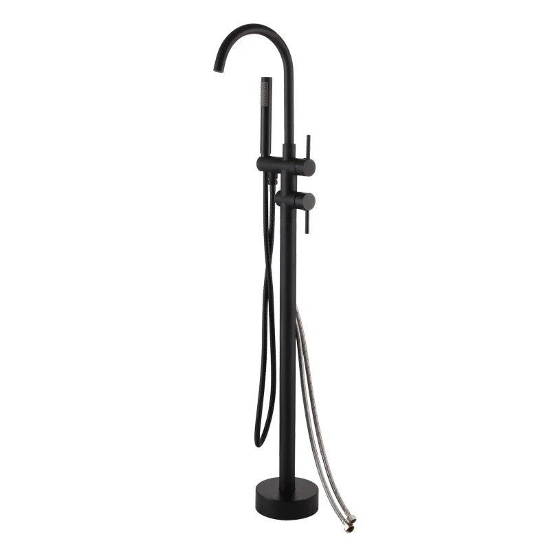 Robinet de remplissage de baignoire sur pied en laiton antique avec douchette