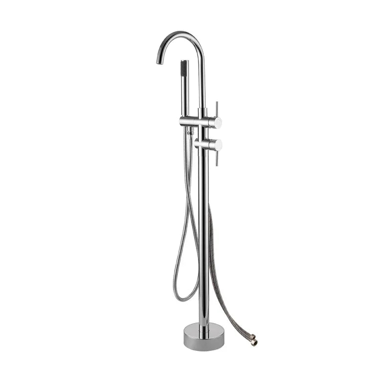 Robinet de remplissage de baignoire sur pied en laiton antique avec douchette