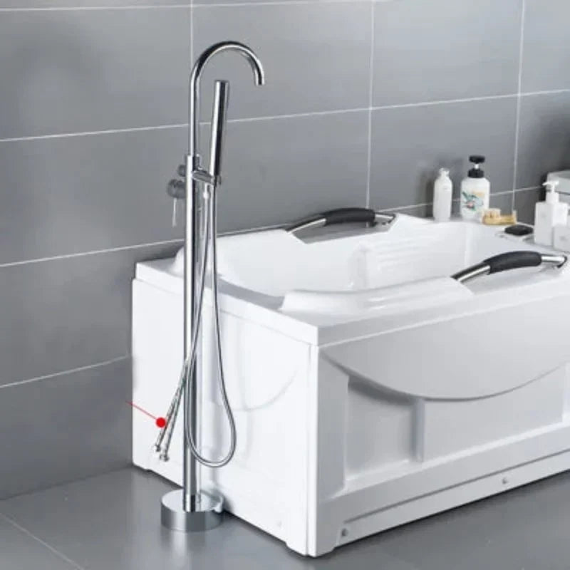 Robinet de remplissage de baignoire sur pied en laiton antique avec douchette