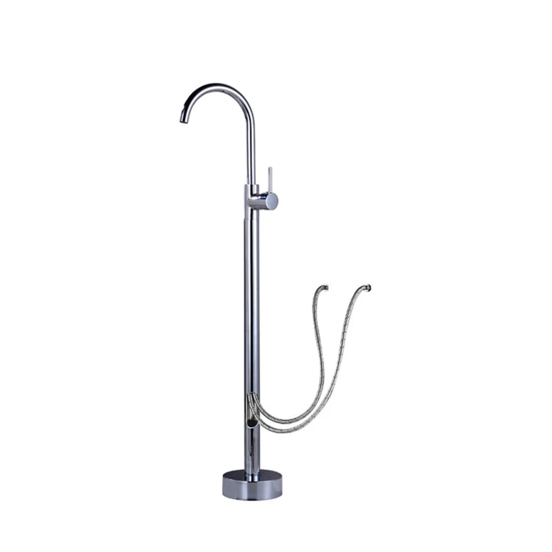 Robinet de remplissage de baignoire sur pied en laiton antique avec douchette