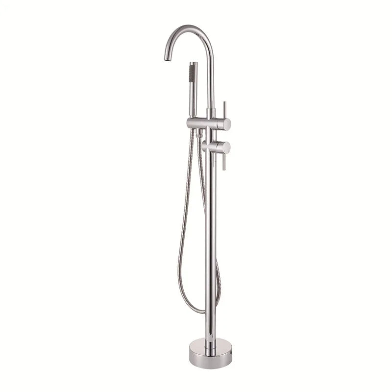 Robinet de remplissage de baignoire sur pied en laiton antique avec douchette