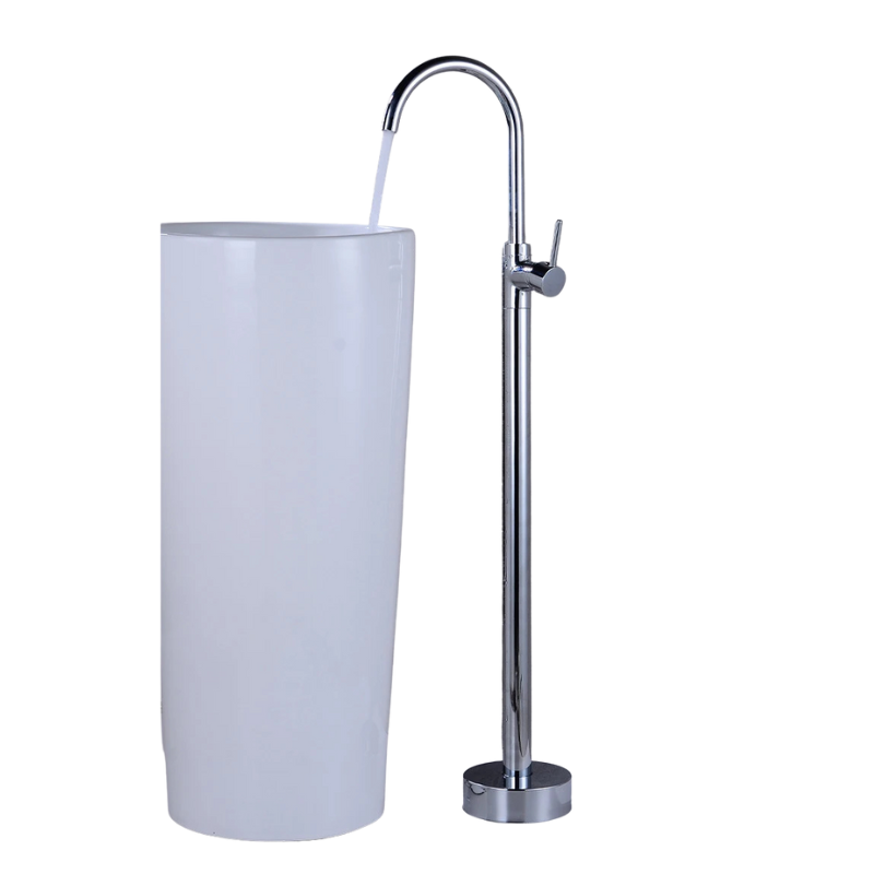 Robinet de remplissage de baignoire sur pied en laiton antique avec douchette