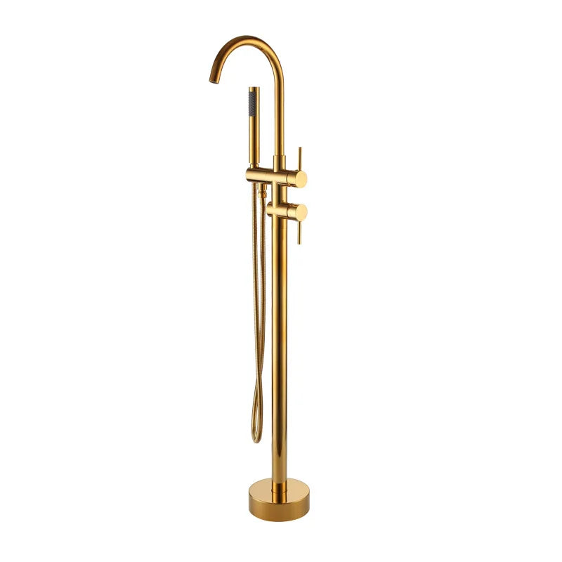 Robinet de remplissage de baignoire sur pied en laiton antique avec douchette