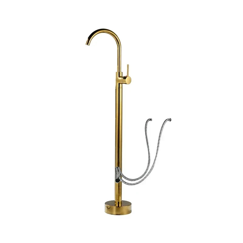 Robinet de remplissage de baignoire sur pied en laiton antique avec douchette