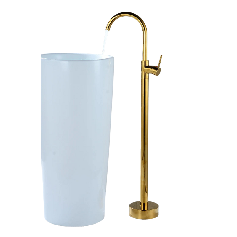 Robinet de remplissage de baignoire sur pied en laiton antique avec douchette