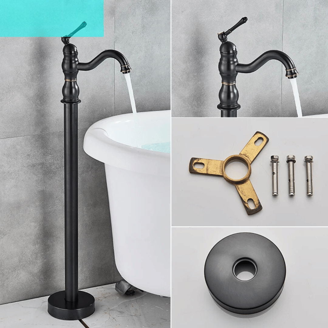 Robinet de douche de baignoire sur pied en laiton antique, à poignée unique