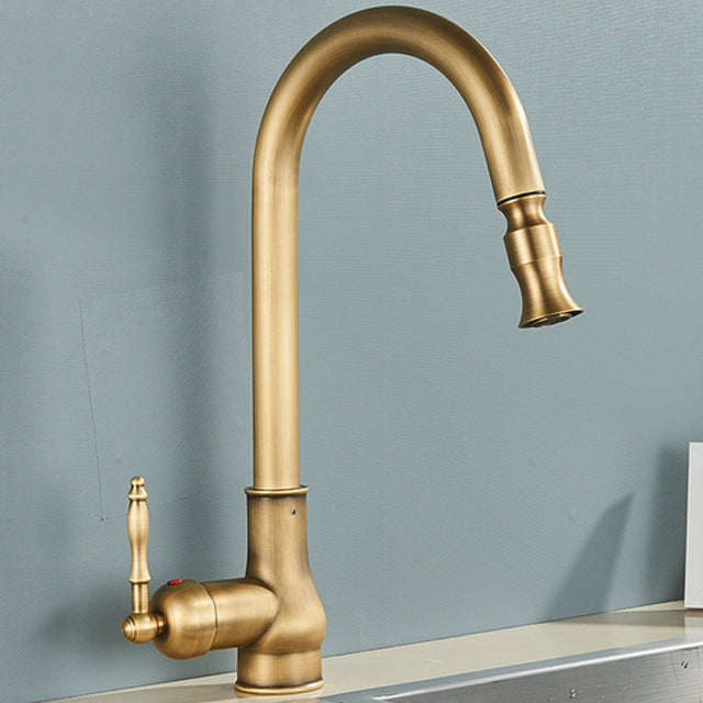 Mitigeur de cuisine antique en nickel brossé avec bec extractible