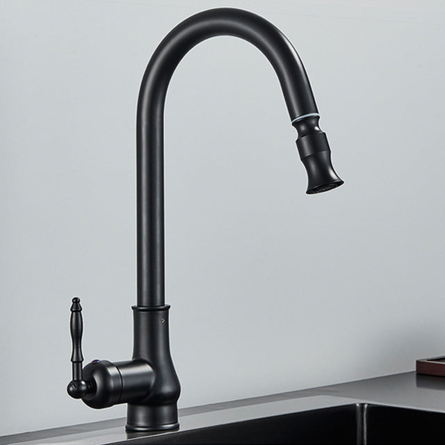 Mitigeur de cuisine antique en nickel brossé avec bec extractible