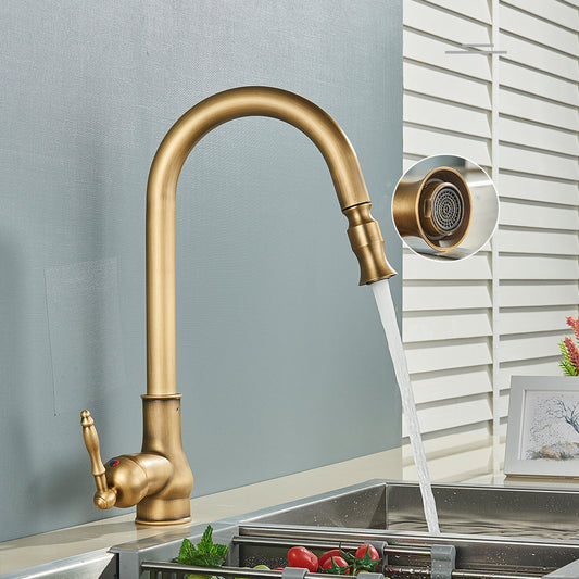 Mitigeur de cuisine antique en nickel brossé avec bec extractible