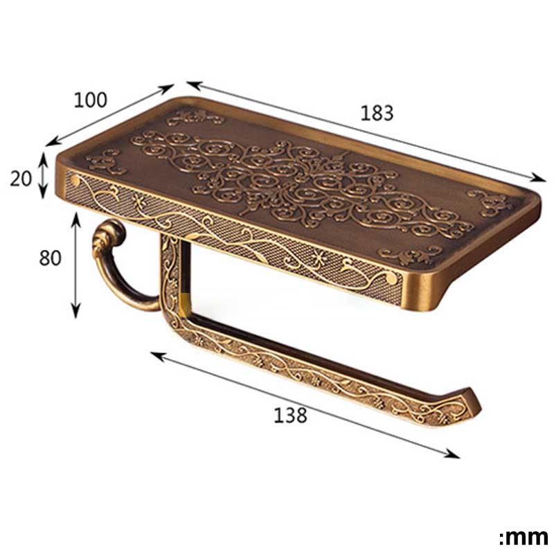 Porte-papier toilette mural haut de gamme en laiton antique pour salle de bains