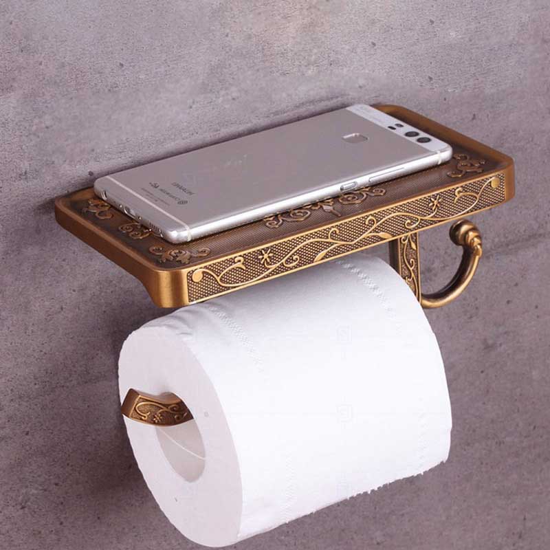 Porte-papier toilette mural haut de gamme en laiton antique pour salle de bains