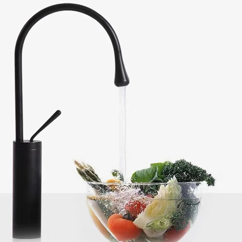 Robinet de lavabo moderne en laiton, mitigeur monocommande avec bec pivotant à 360° pour salle de bains
