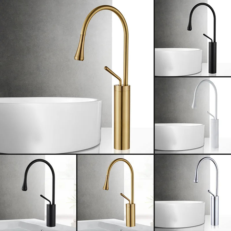 Robinet de lavabo moderne en laiton, mitigeur monocommande avec bec pivotant à 360° pour salle de bains
