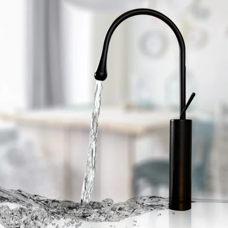 Robinet de lavabo moderne en laiton, mitigeur monocommande avec bec pivotant à 360° pour salle de bains