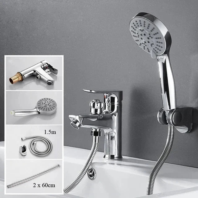 Robinet de lavabo de salle de bains Index Bath à monocommande avec pommeau de douche