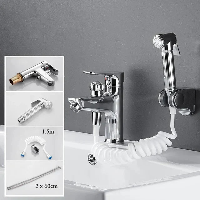 Robinet de lavabo de salle de bains Index Bath à monocommande avec pommeau de douche