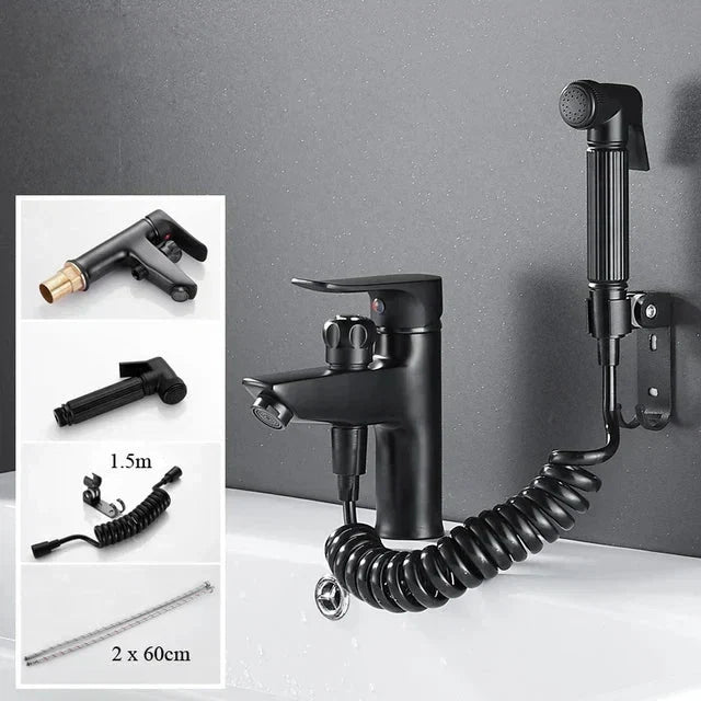 Robinet de lavabo de salle de bains Index Bath à monocommande avec pommeau de douche