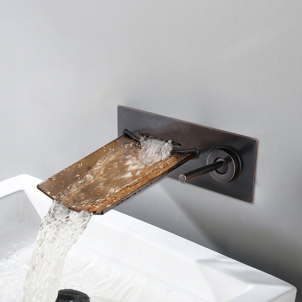 Robinet de baignoire moderne à bec en verre effet cascade, mitigeur monocommande