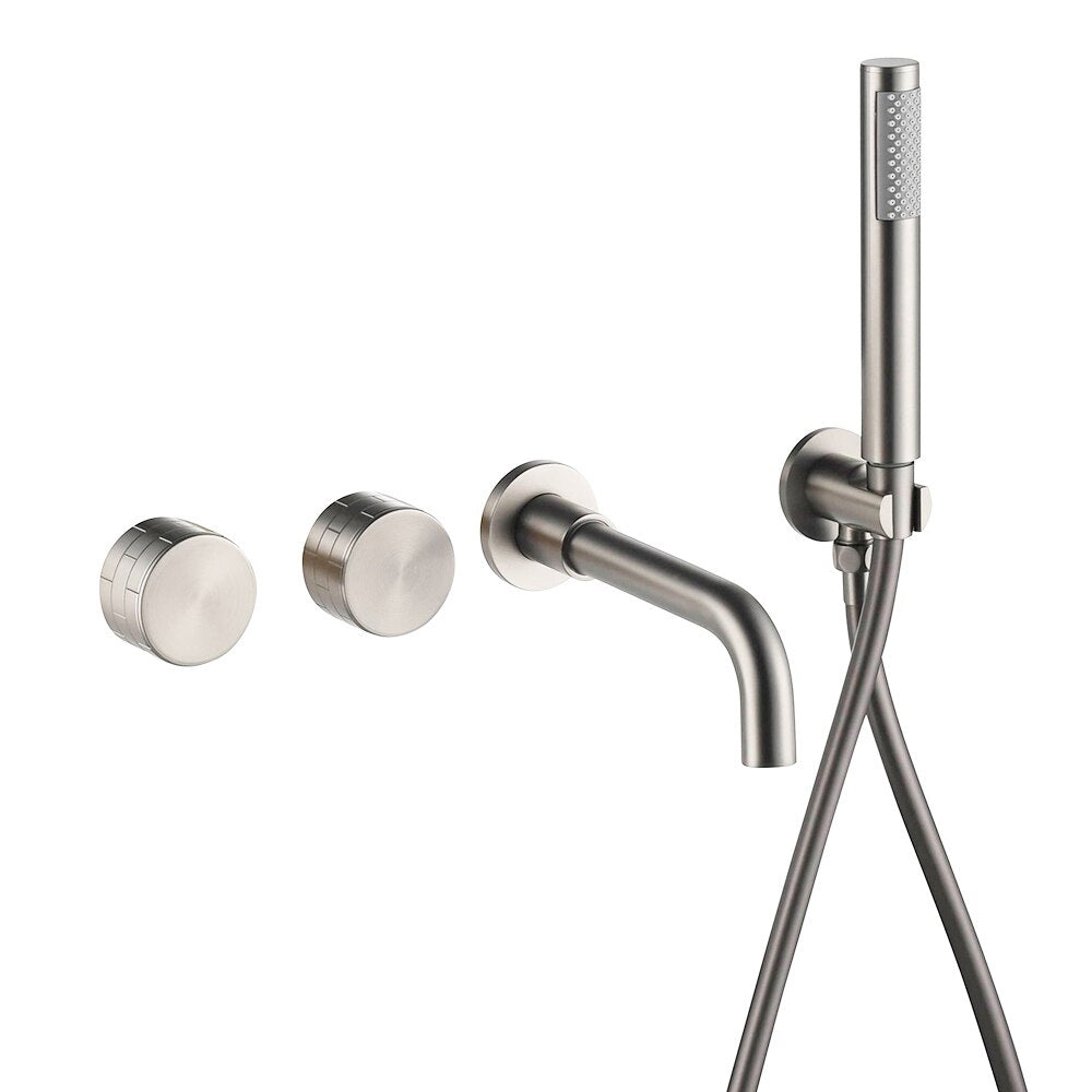 Ensemble de robinet de douche pour salle de bains avec vanne mitigeuse, finition brossée et bec de baignoire