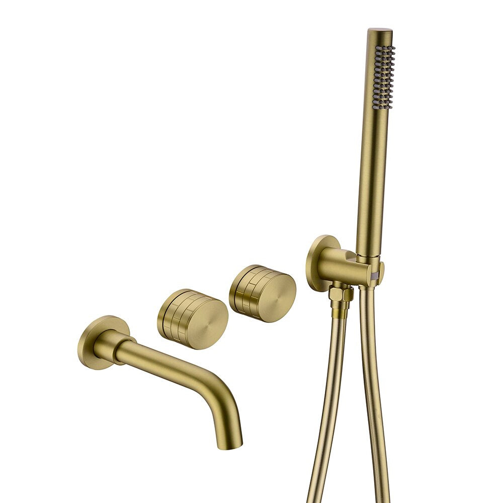 Ensemble de robinet de douche pour salle de bains avec vanne mitigeuse, finition brossée et bec de baignoire
