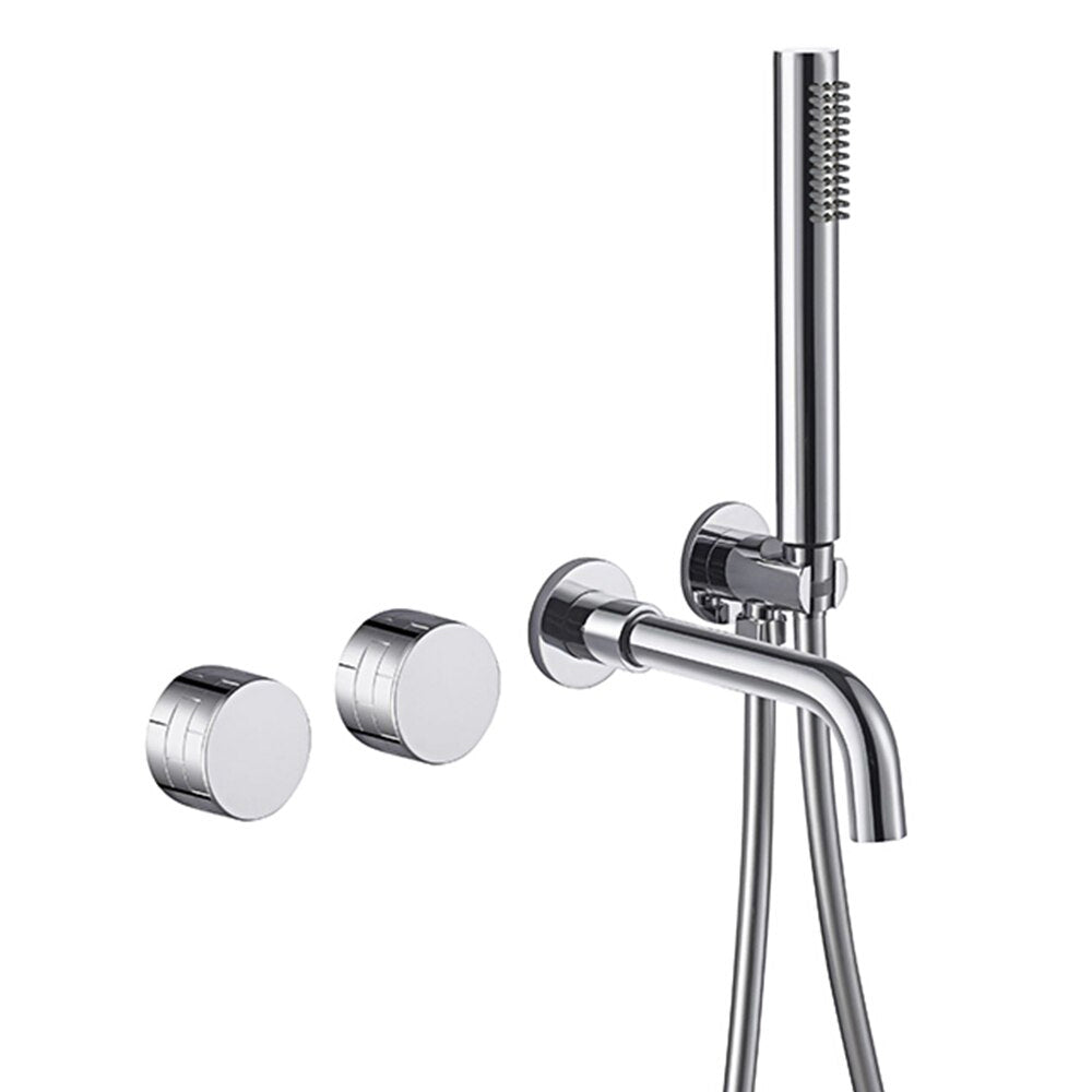 Ensemble de robinet de douche pour salle de bains avec vanne mitigeuse, finition brossée et bec de baignoire