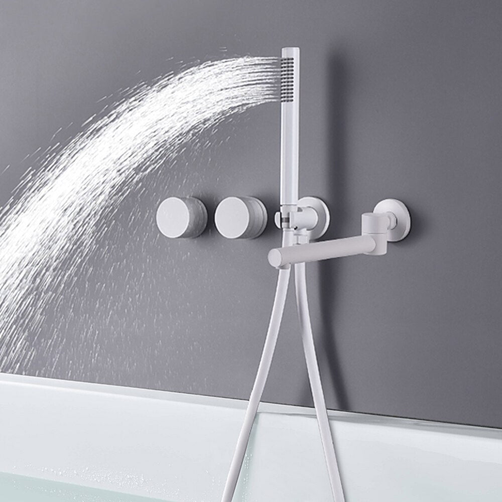 Ensemble de robinet de douche pour salle de bains avec vanne mitigeuse, finition brossée et bec de baignoire