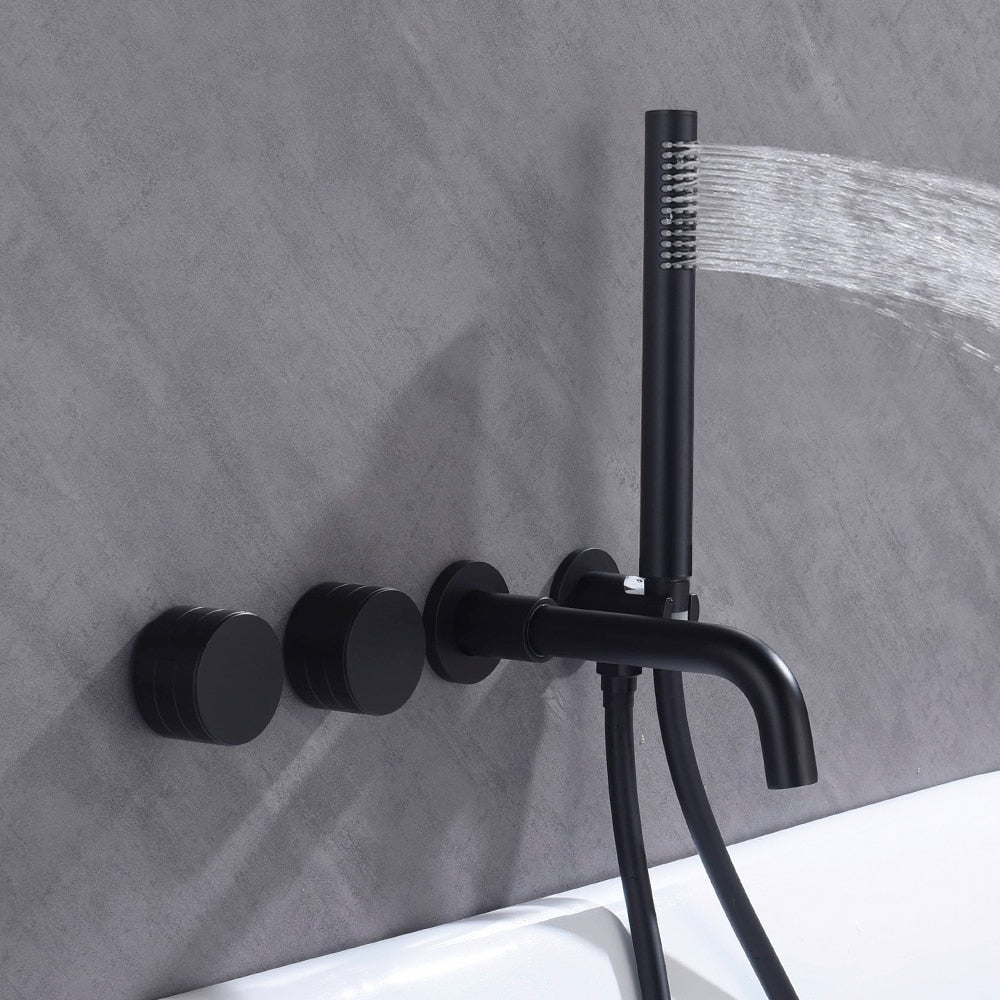 Ensemble de robinet de douche pour salle de bains avec vanne mitigeuse, finition brossée et bec de baignoire