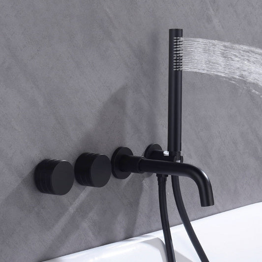 Ensemble de robinet de douche pour salle de bains avec vanne mitigeuse, finition brossée et bec de baignoire