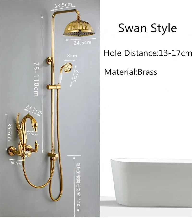 Ensemble de robinet de douche moderne pour salle de bains, modèle cygne, avec mitigeur à effet pluie