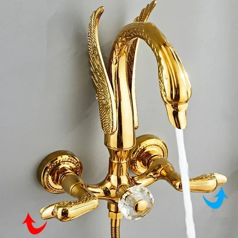 Ensemble de robinet de douche moderne pour salle de bains, modèle cygne, avec mitigeur à effet pluie
