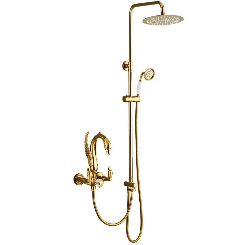 Ensemble de robinet de douche moderne pour salle de bains, modèle cygne, avec mitigeur à effet pluie