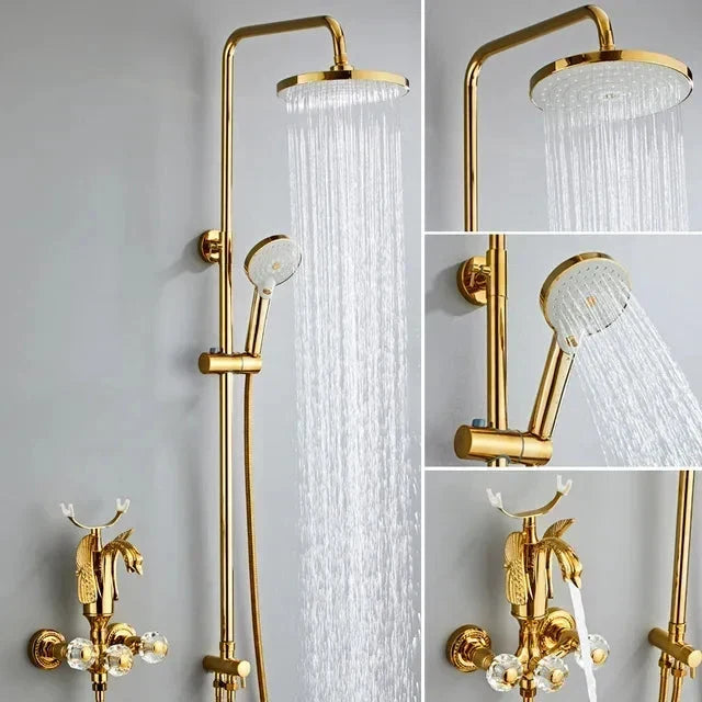 Ensemble de robinet de douche moderne pour salle de bains, modèle cygne, avec mitigeur à effet pluie