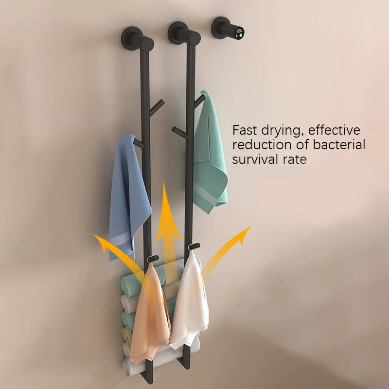 Porte-serviettes chauffant électrique élégant à séchage rapide pour salle de bains