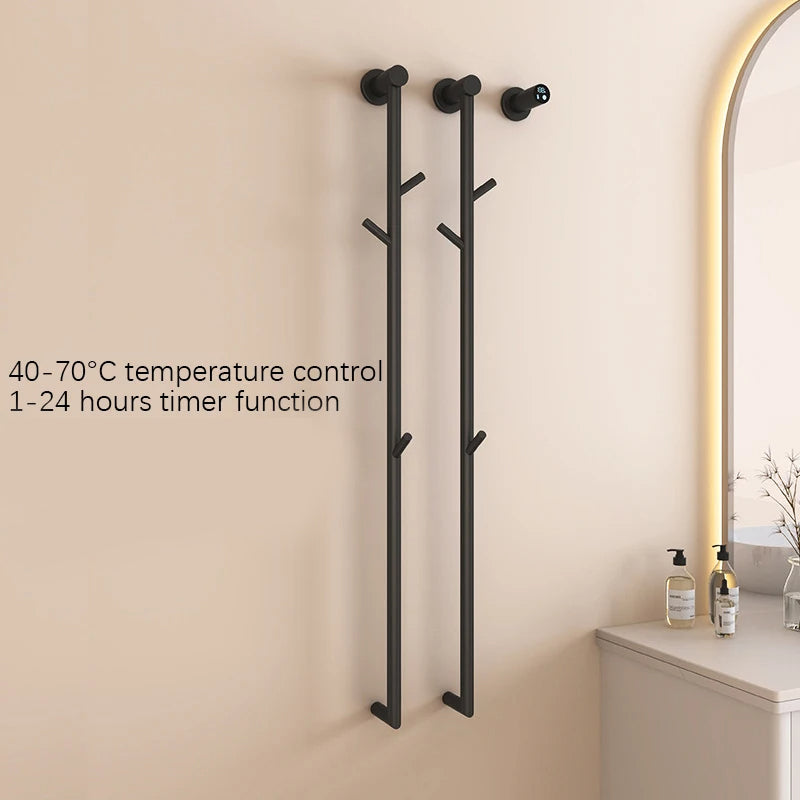 Porte-serviettes chauffant électrique élégant à séchage rapide pour salle de bains