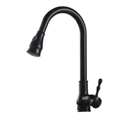 Robinet de cuisine en laiton avec douchette extractible, bec pivotant à 360 degrés et finition polie