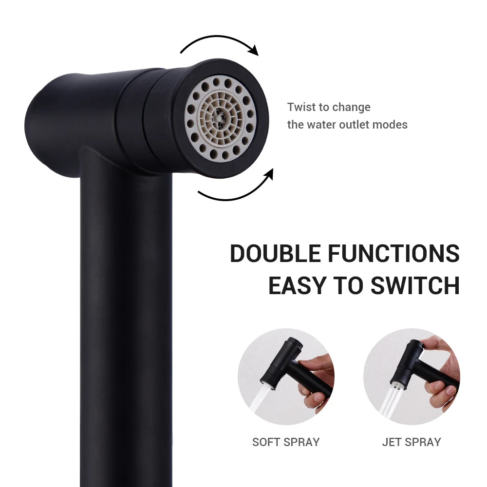 Douchette de bidet manuelle en laiton avec double mode et commutateur eau chaude/eau froide