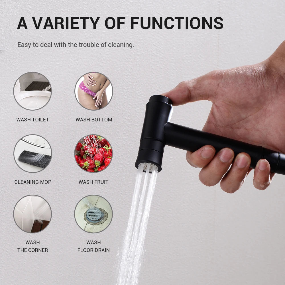 Douchette de bidet manuelle en laiton avec double mode et commutateur eau chaude/eau froide