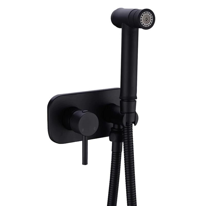 Douchette de bidet manuelle en laiton avec double mode et commutateur eau chaude/eau froide
