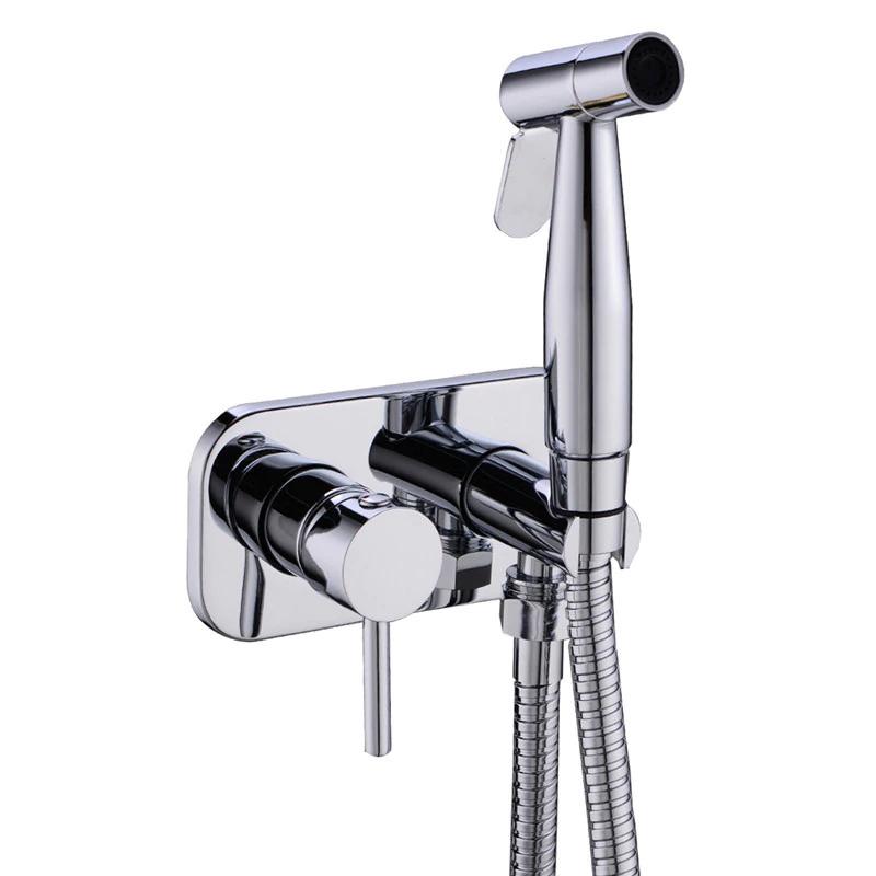 Douchette de bidet manuelle en laiton avec double mode et commutateur eau chaude/eau froide